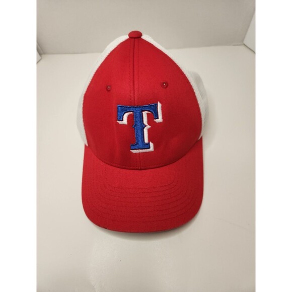 Texas Rangers Hat Cap Snap Back Trucker Mesh MLB Baseball Red 110‎ Flexfit Tech - Picture 1 of 5